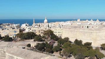 St. John's Bastion and Valletta Ditch, Malta. Aerial dolly out video