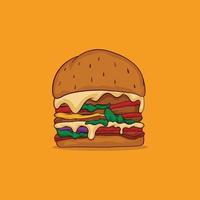 Ilustración de hamburguesa aislado sobre fondo amarillo vector