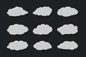 Flat clouds in papercut style collection vector