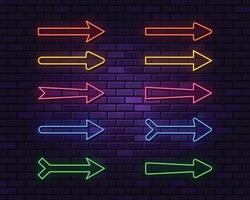 Neon arrows collection on dark background vector