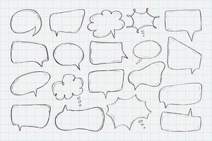 Hand drawn speech bubbles collection vector