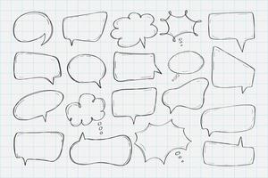 Hand drawn speech bubbles collection vector