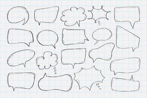 Hand drawn speech bubbles collection