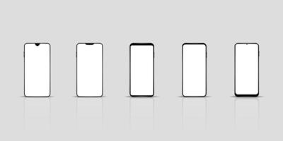 smartphones realistas con maquetas de pantalla blanca en blanco