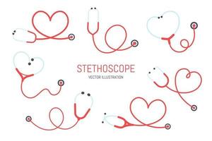 Red stethoscope set vector