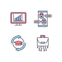 Digital transformation RGB color icons set vector