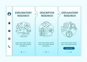 Types of scientific research onboarding vector template