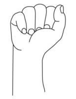 Hand gesture. Raised fist up or clenched fist. Vector illustration.