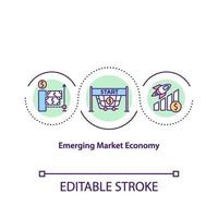 icono del concepto de economía de mercado emergente vector