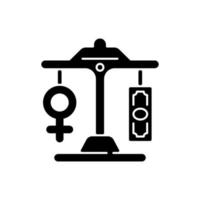 Equal pay black glyph icon vector