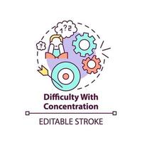 Difficulty with concentration concept icon vector