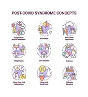 Post-covid syndrome concept icons set