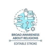 Broad awareness about religion turquoise concept icon vector