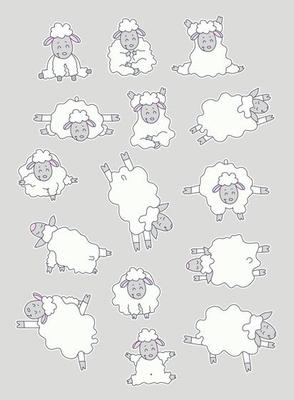 Seamless patterns. Yoga for animals. Sticker drawings of cute white ...