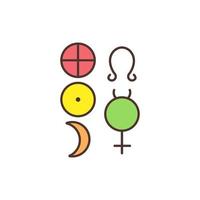 Esoteric and occult symbols RGB color icon vector