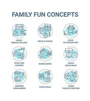 Family fun concept icons set vector