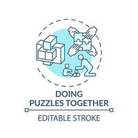 Doing puzzles together concept icon vector