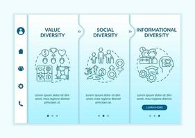 Top management diversity types onboarding vector template