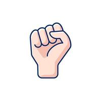 Clenched fist RGB color icon vector