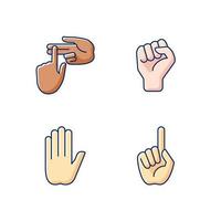 Hand gestures RGB color icons set vector