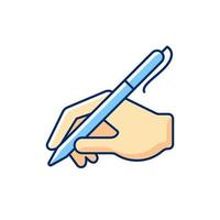 Hand writing with pen RGB color icon vector