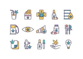 Cannabis consumption RGB color icons set vector