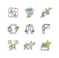 Mentoring RGB color icons set vector