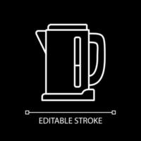 Electric kettle white linear icon for dark theme vector