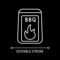 Barbecue starter supply white linear icon for dark theme vector