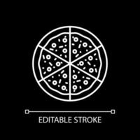 Cut pizza white linear icon for dark theme vector