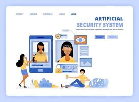 people access smartphone using optical facial scanning security technology. artificial mobile apps security. Can be use for landing page template ui ux web mobile app poster banner website flyer ads vector