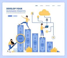 people develop business by looking for more profit and using technology. planning and research on business. Can be use for landing page template ui ux web mobile app poster banner website flyer ads vector