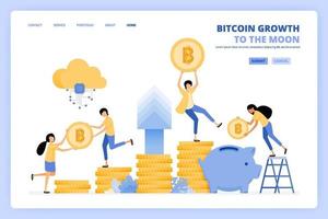 People panic investing by buying bitcoin to get an increase in cryptocurrency investment returns every year. Can be use for landing page template ui ux web mobile app poster banner website flyer ads vector