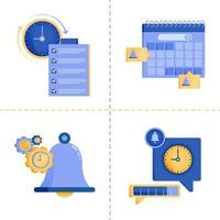 diseños de símbolos de logotipo para tiempo, negocios, tecnología 4.0, lista de verificación, agenda y horario. La plantilla de paquete de iconos planos se puede utilizar para la página de destino, web, aplicación móvil, póster, banner, sitio web, gráfico vector