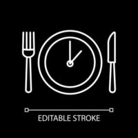 Dinner time white linear icon for dark theme vector