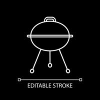 Grill with closed lid white linear icon for dark theme vector