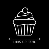 Cupcake white linear icon for dark theme vector