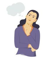 Woman Thinking with Thought Bubble vector