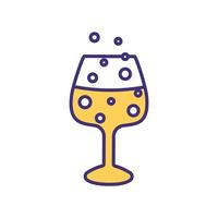 Sparkling wine in glass RGB color icon vector