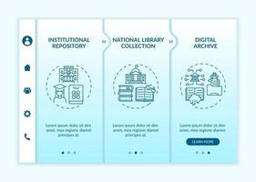 Kinds of digital literature onboarding vector template