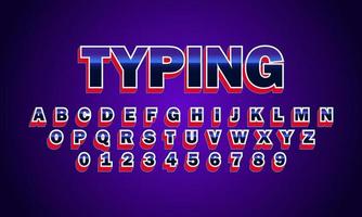 Typing font alphabet