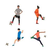 fútbol, futbolista, conjunto, de, aislado, caracteres vector