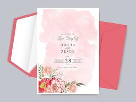 hermosa plantilla de tarjeta de invitación de boda floral dibujada a mano