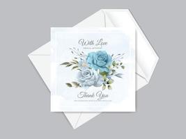Beautiful floral hand drawn wedding thank you template vector