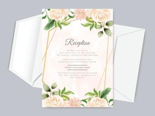 beautiful floral hand drawn wedding reception card template