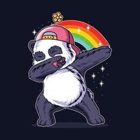 the dabbing panda in a flowery hat vector