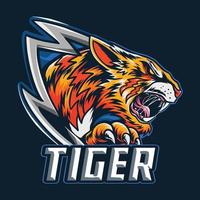 el tigre de bengala como logotipo o mascota y símbolo de e-sport vector