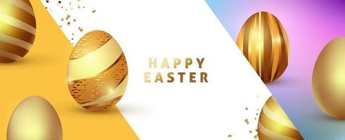 Easter background template with luxury premium golden eggs. vector