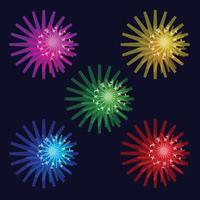 vector bright colorful stylized layered fireworks