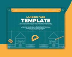 Landing page architecture blueprint and drafting tools vector